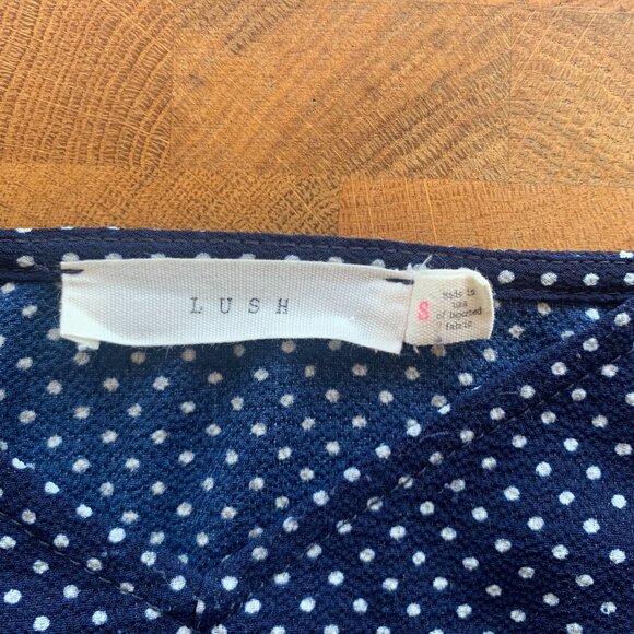 LUSH Polka Dot Twist Front Tank - Navy and White S - Picture 3 of 5